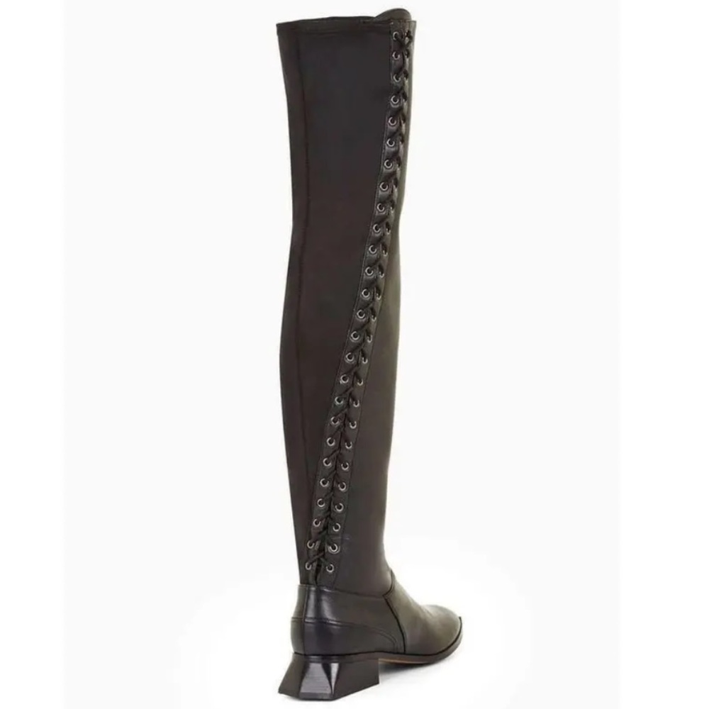 BCBGMAXAZRIA Larya Over The Knee Thigh High Leather Boots 37.5 Black New NEW - Picture 2 of 3